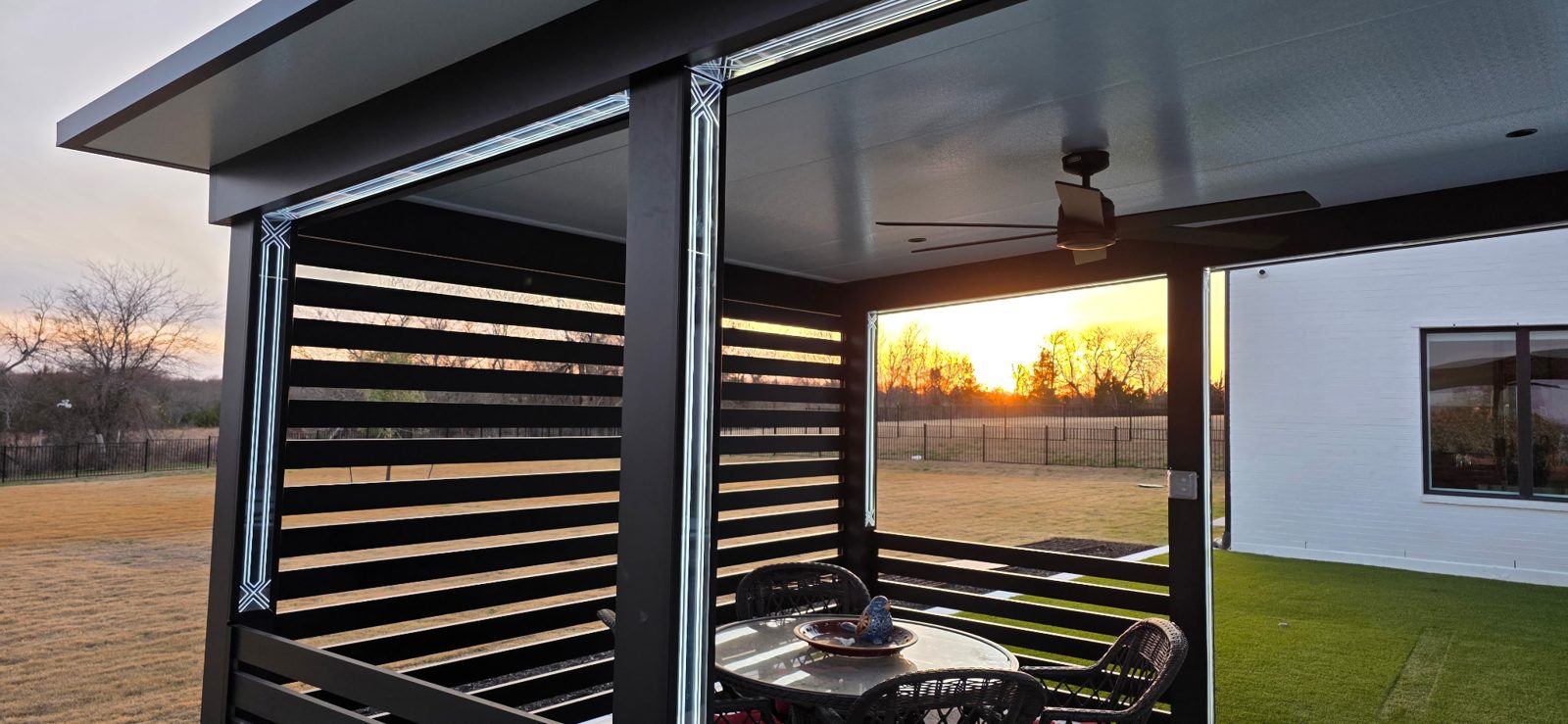 Equinox louvered roof at sunset
